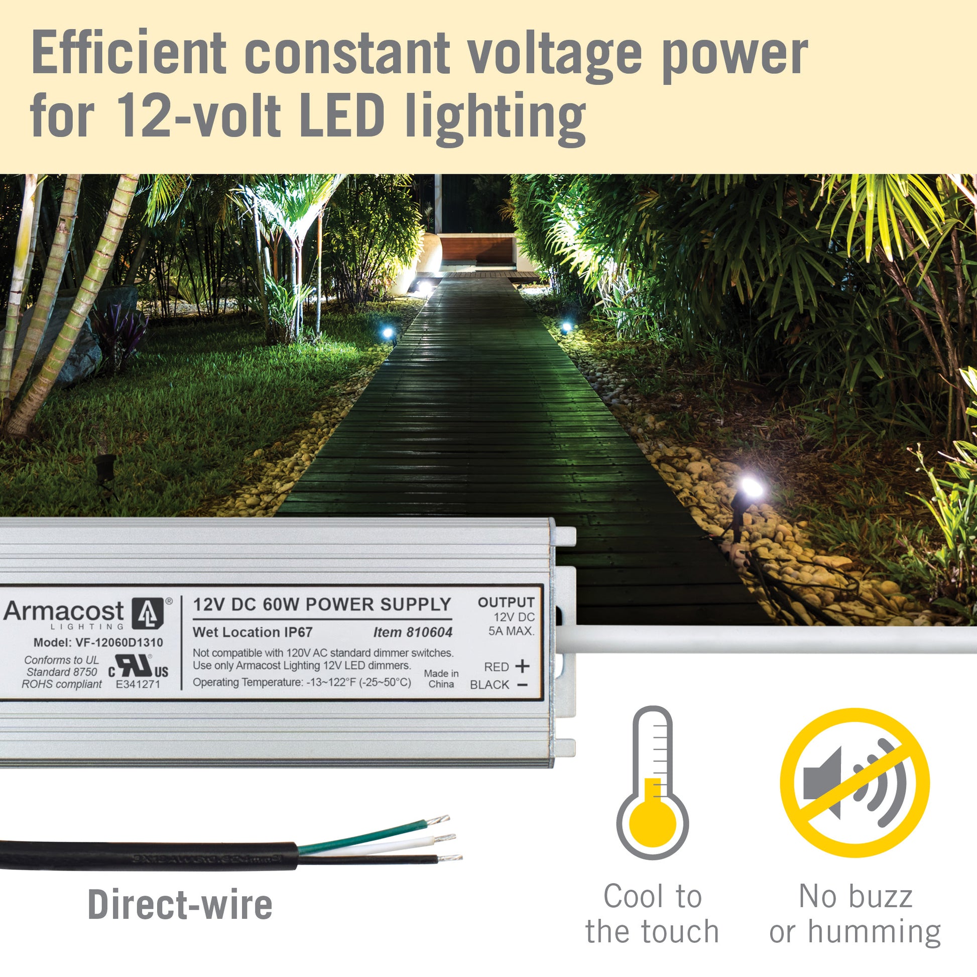 Armacost Lighting 811004 100 Watt Standard Indoor/Outdoor Power Supply Gray