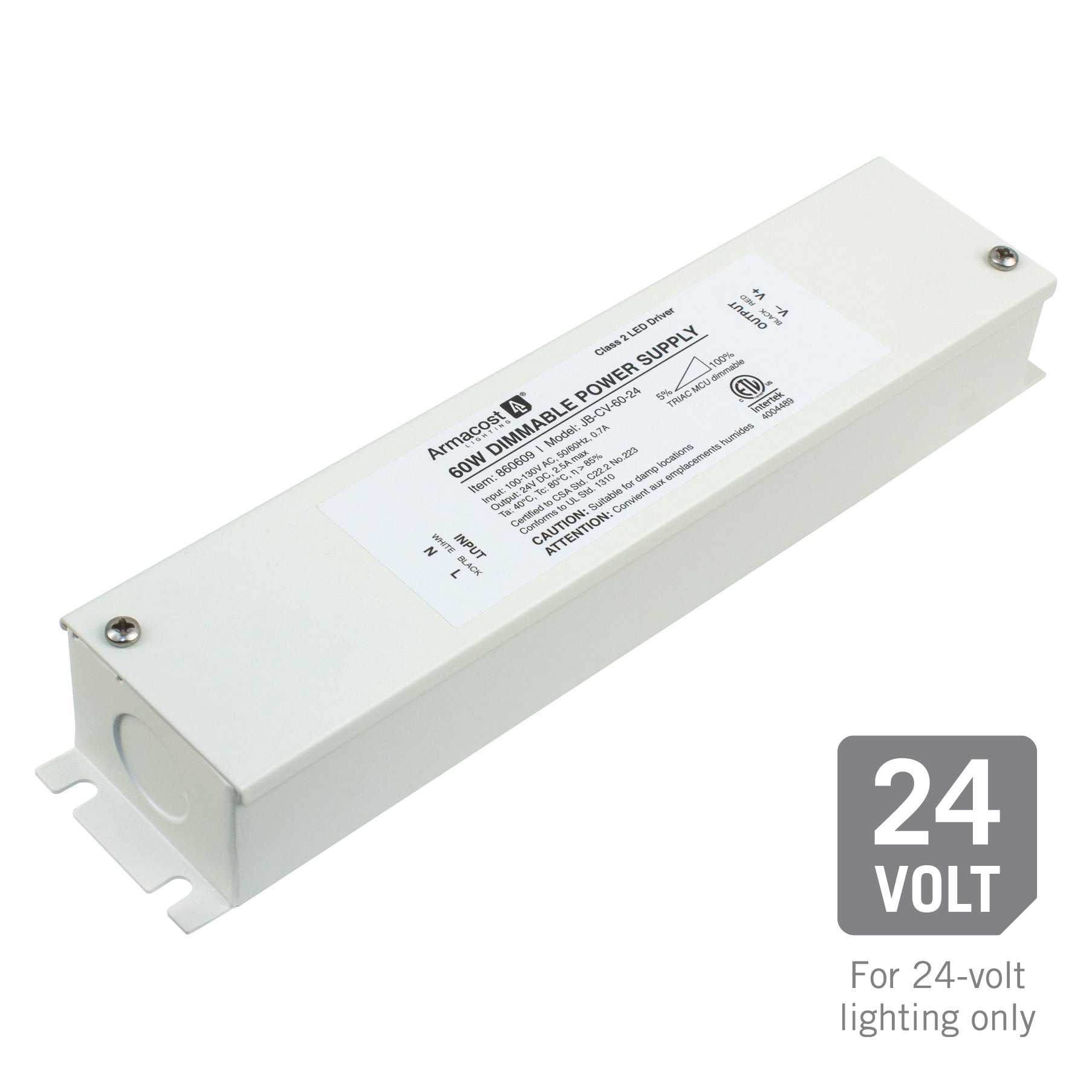 60W Dimmable LED Driver with Enclosure 24 Volt DC