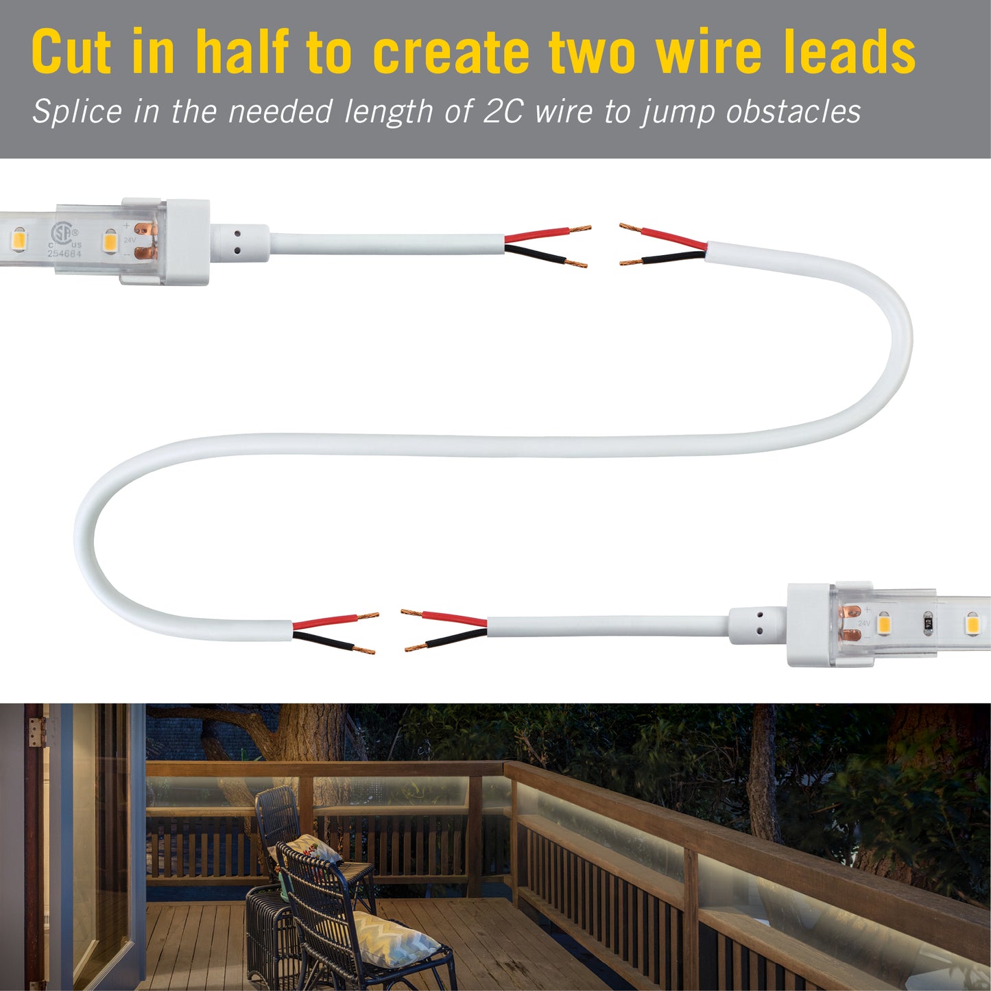2 Pin IP67 Outdoor LED Strip Light Tape to Tape Connector