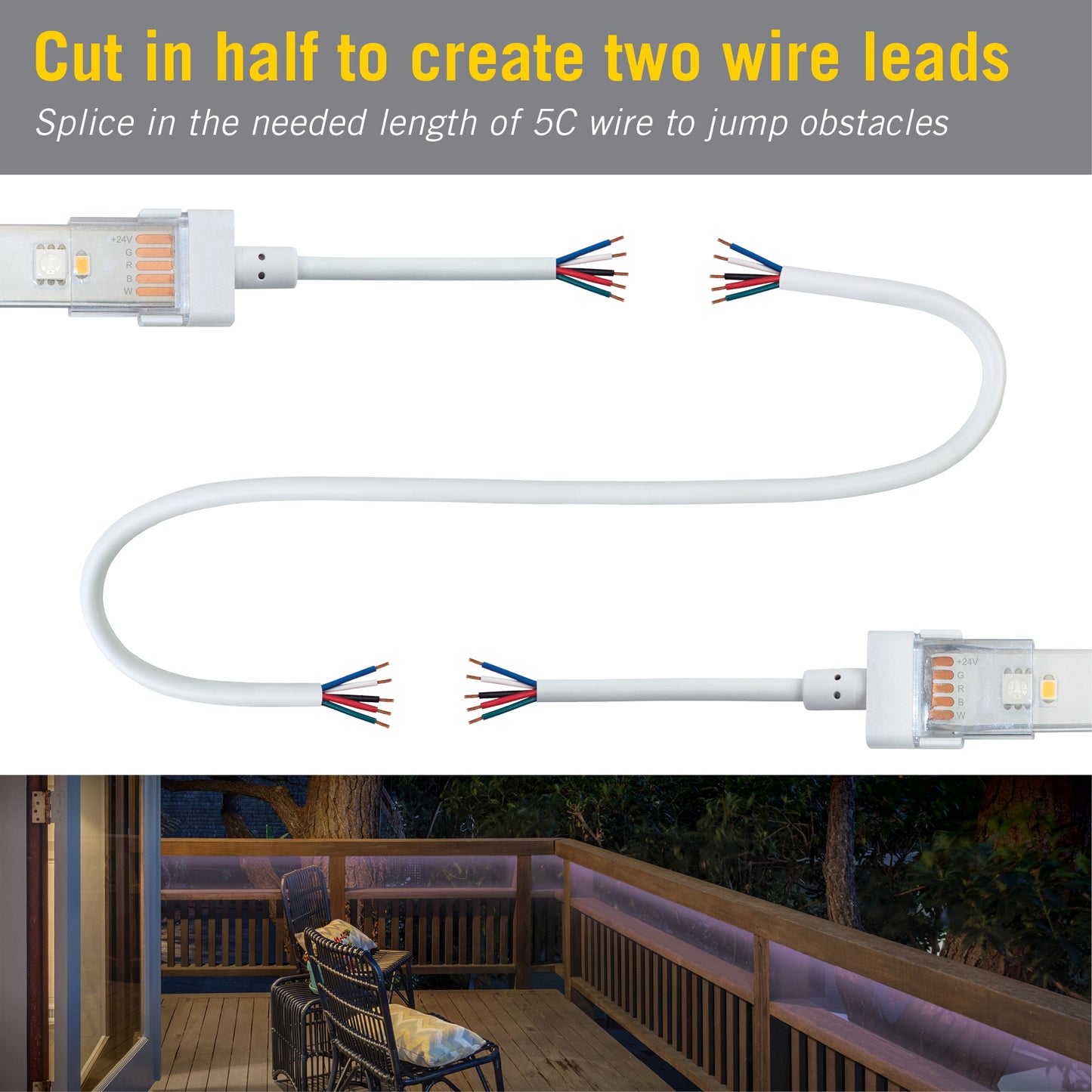 5 Pin RGBW IP67 LED Strip Light 6 in Tape to Tape Connector
