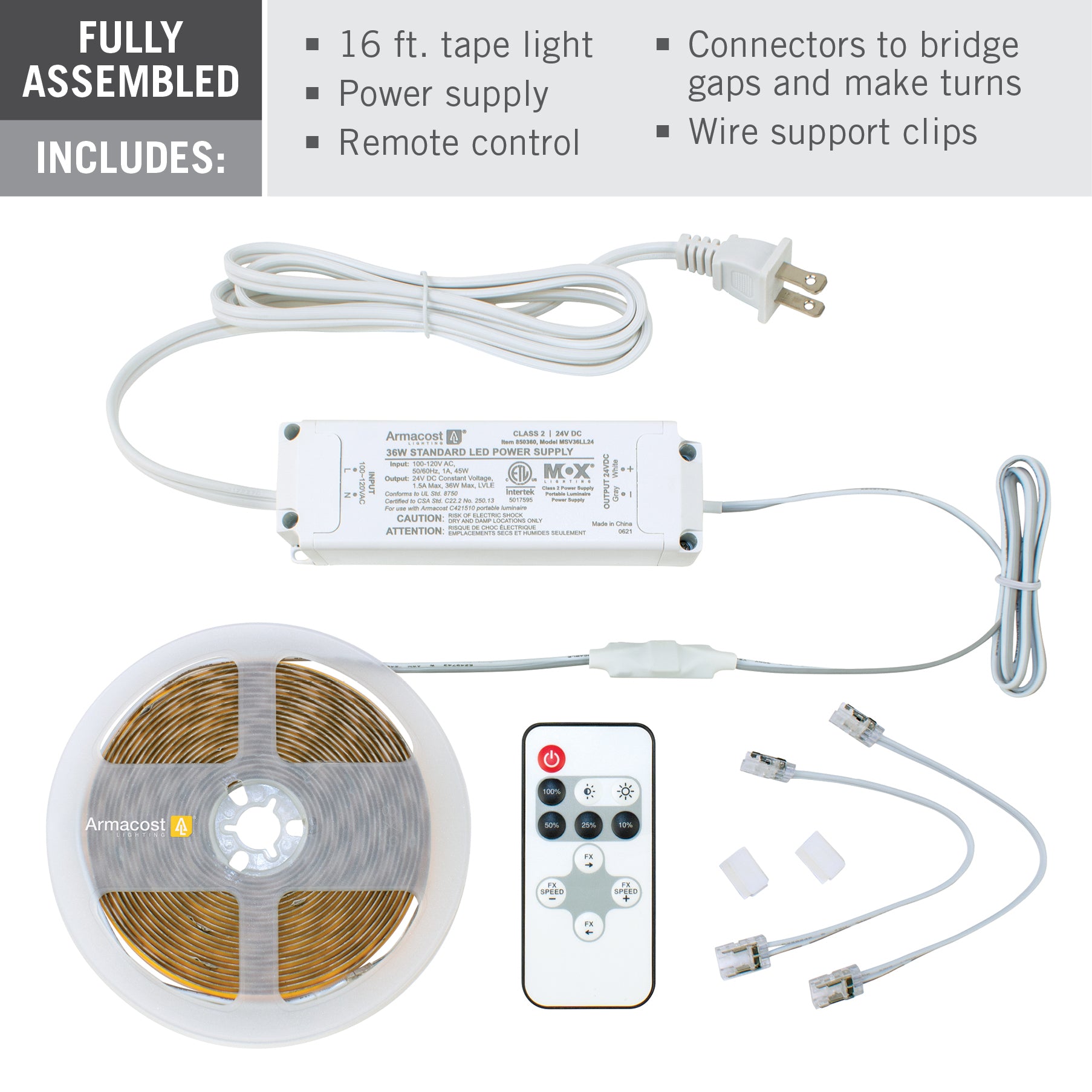 24 Volt Continuous COB LED Strip Light Kit