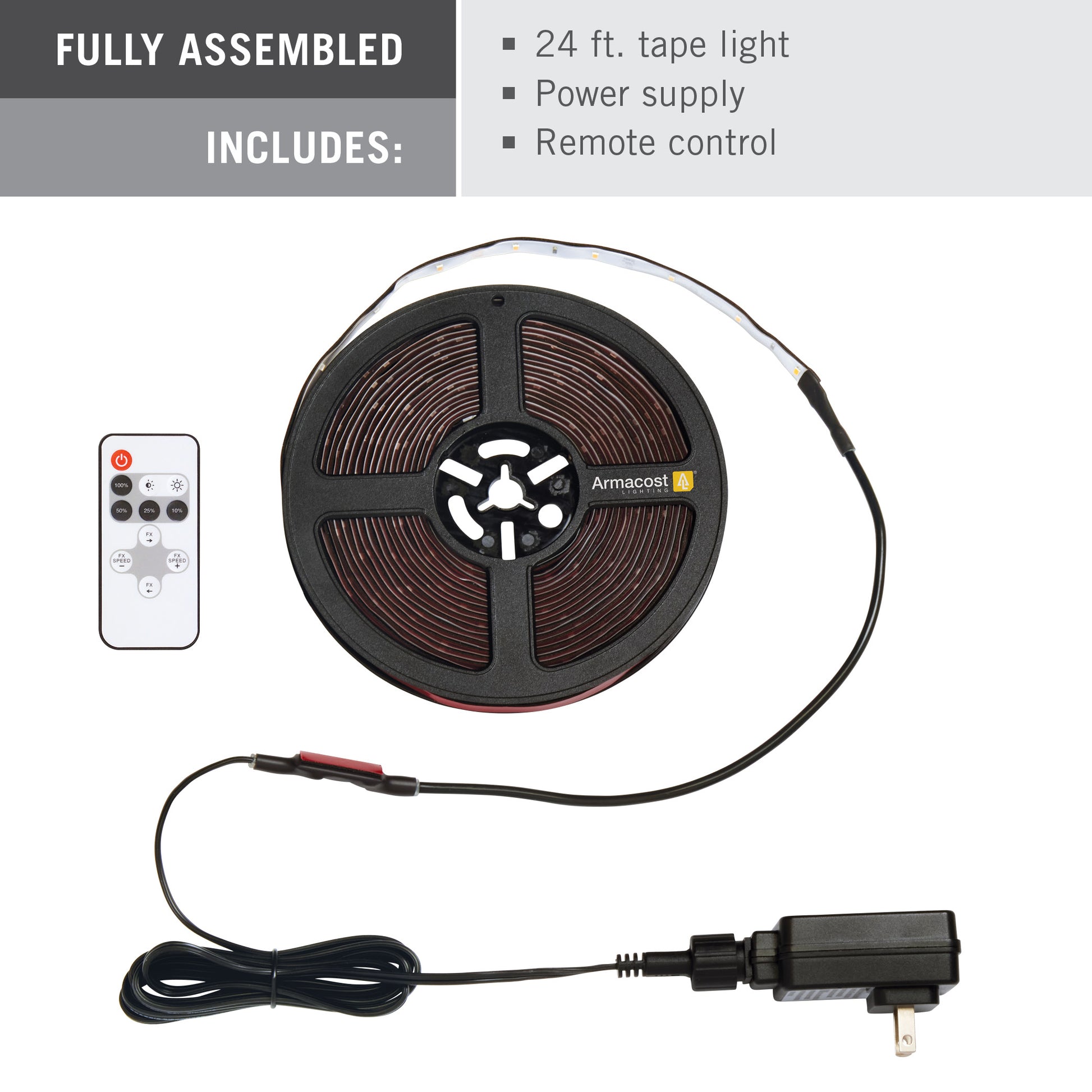 24 Volt White Indoor Outdoor LED Strip Light Kit with Remote