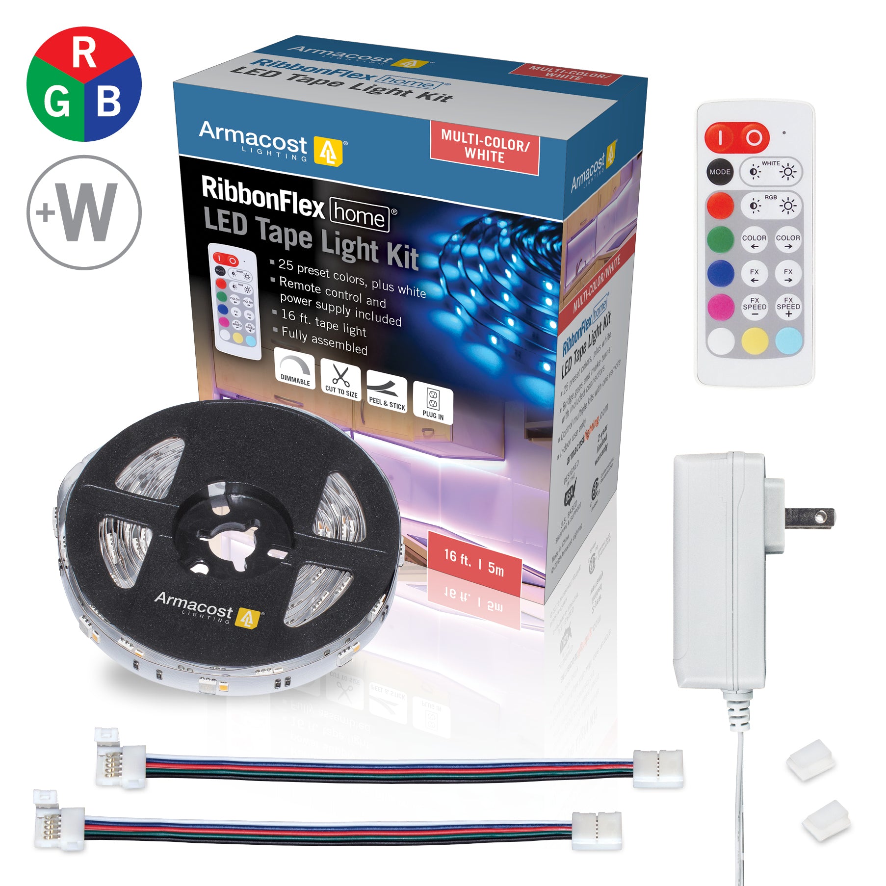 RibbonFlex Home 24V RGBW Multicolor LED Strip Light Kit