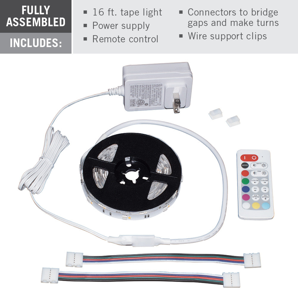 Armacost Lighting 16 ft. RibbonFlex Home Plug in LED Strip Tape Light Kit Multicolored