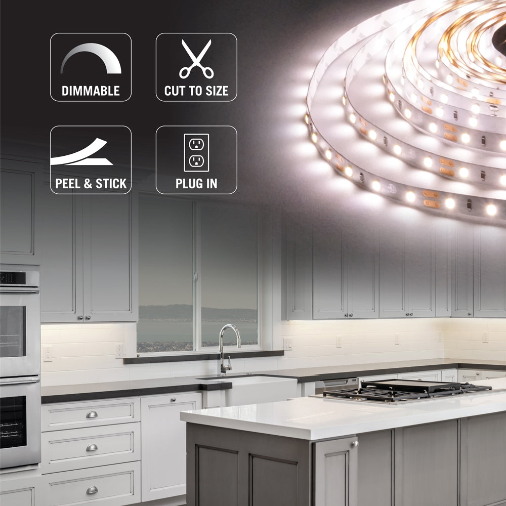 RibbonFlex Home 12V 3000K Soft White LED Strip Light Kit