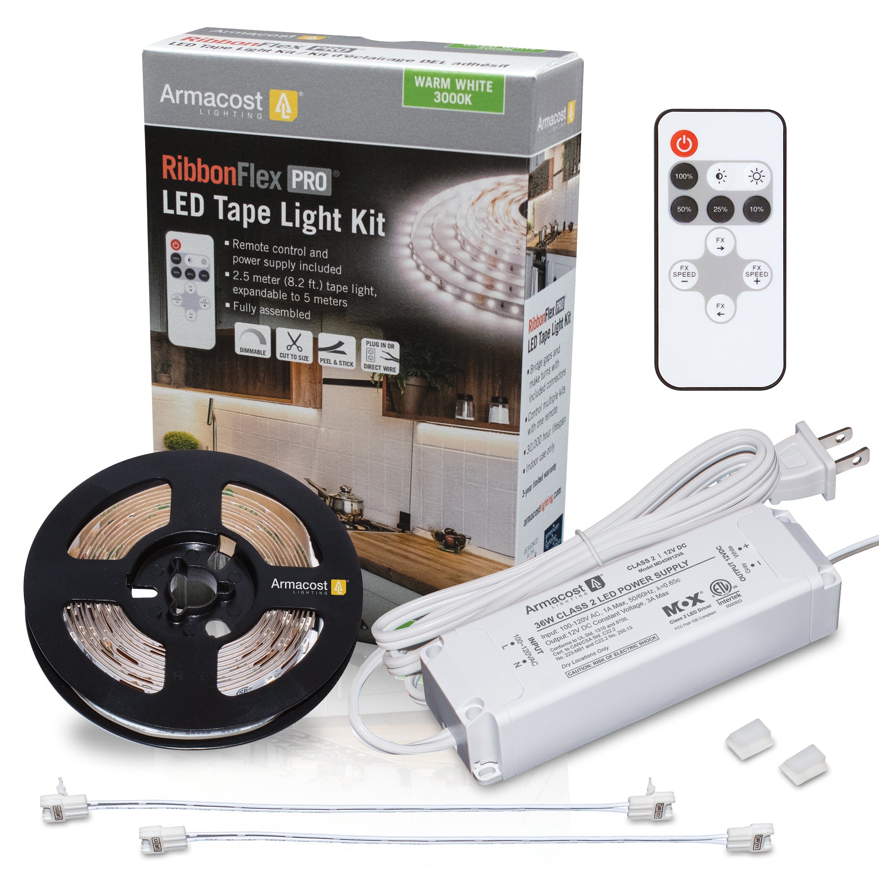 12 Volt 3000K Soft White LED Strip Light Kit