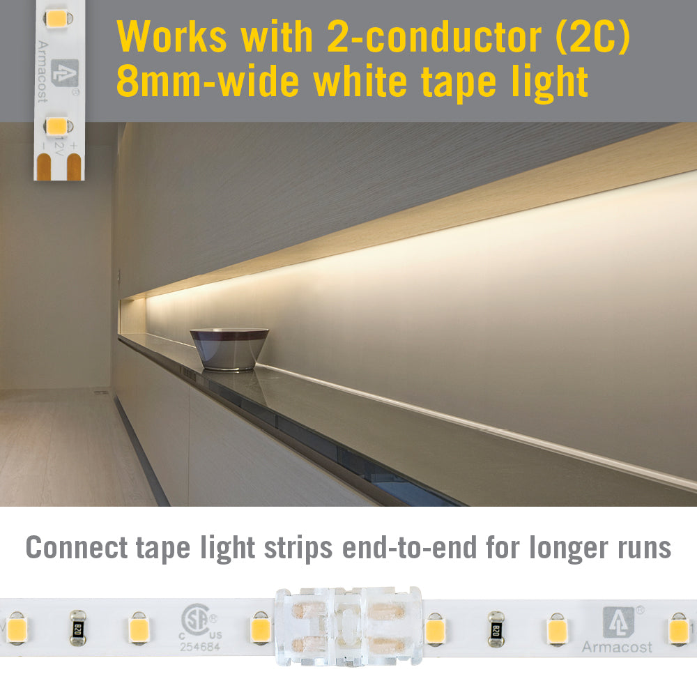 WireGrip 2 Pin LED Strip Light Tape to Tape Splice Connector