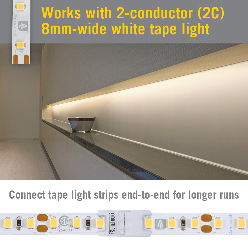 SureLock 2 Pin LED Strip Light Splice Connector