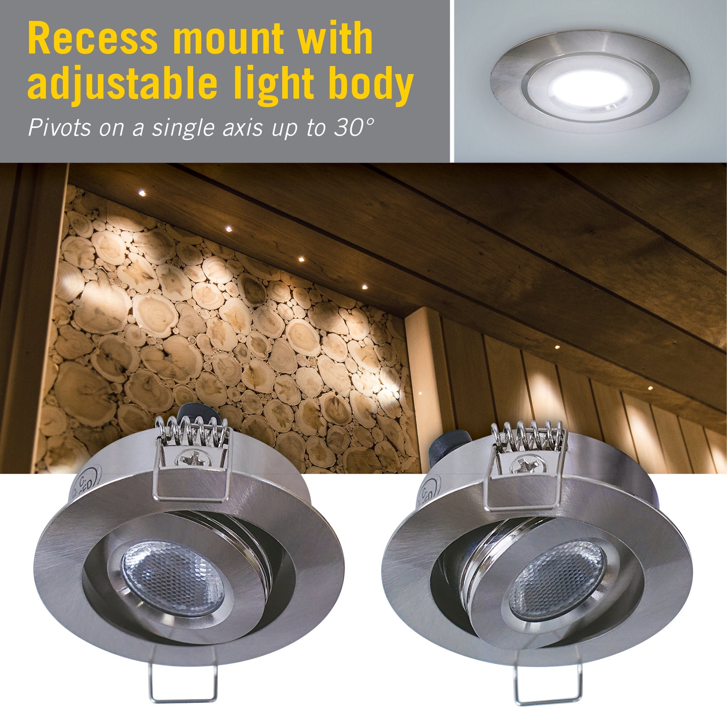 Swivel Recessed Under Cabinet LED Puck Light