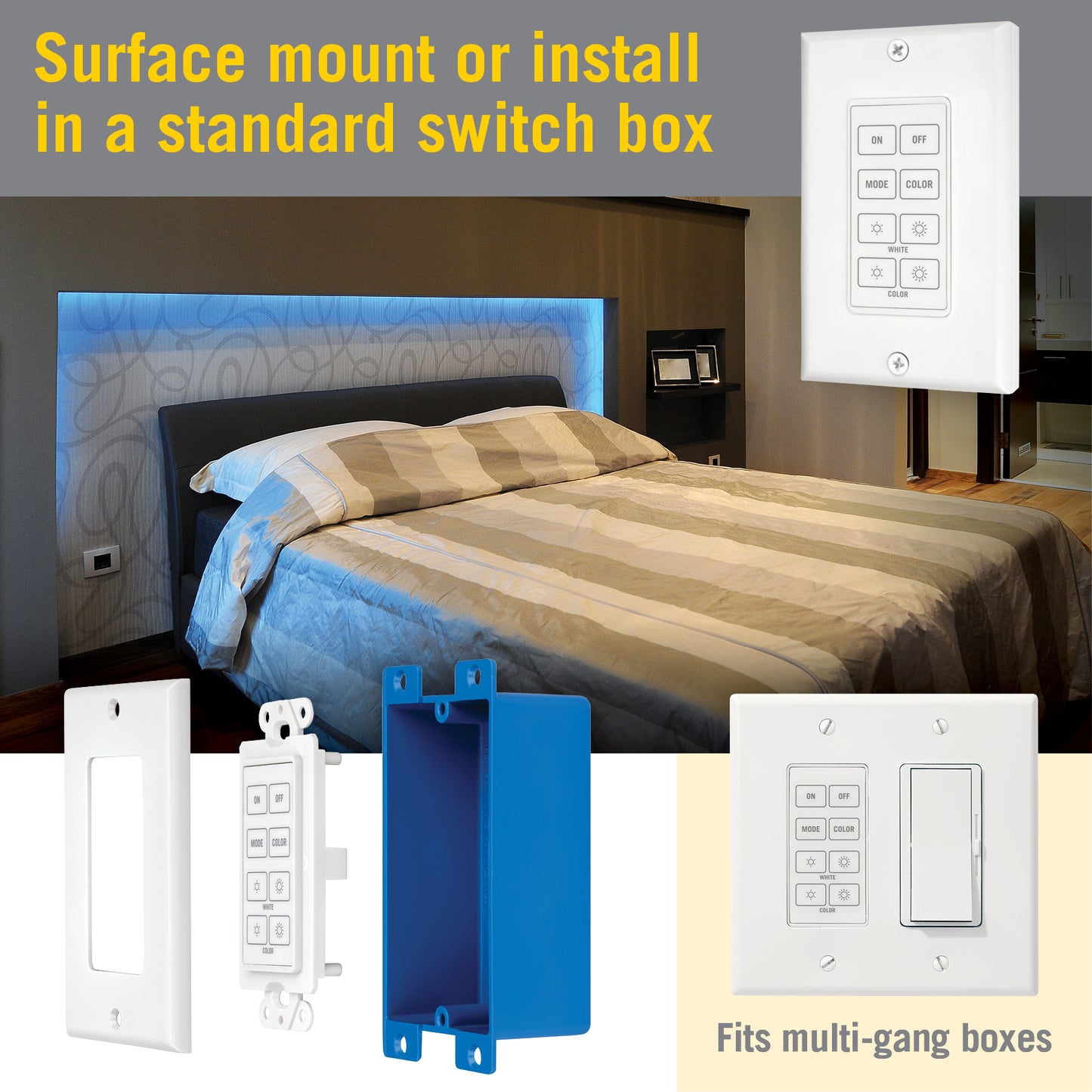 Wireless Wall Mount Touchpad RGBW LED Dimmers