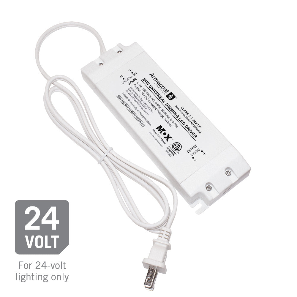 24-Watt Universal Dimming LED Driver, 24-Volt DC – For 24-volt lighting only