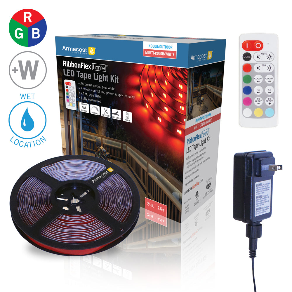 RibbonFlex Home Indoor/Outdoor Multi-Color+White Tape Light Kit
